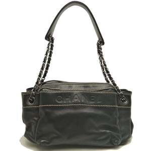 CHANEL Black Lambskin Leather Shoulder Bag